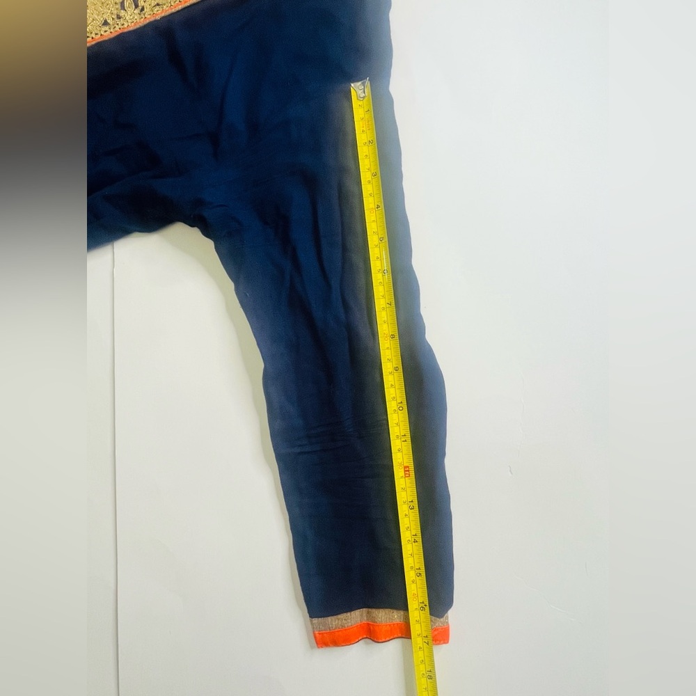 Embroidered kurta, navy blue with gold and orange embroidery, women’s sm/med - Picture 6 of 7